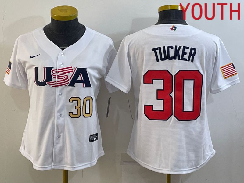 Youth 2023 World Cub USA 30 Tucker White MLB Jersey1